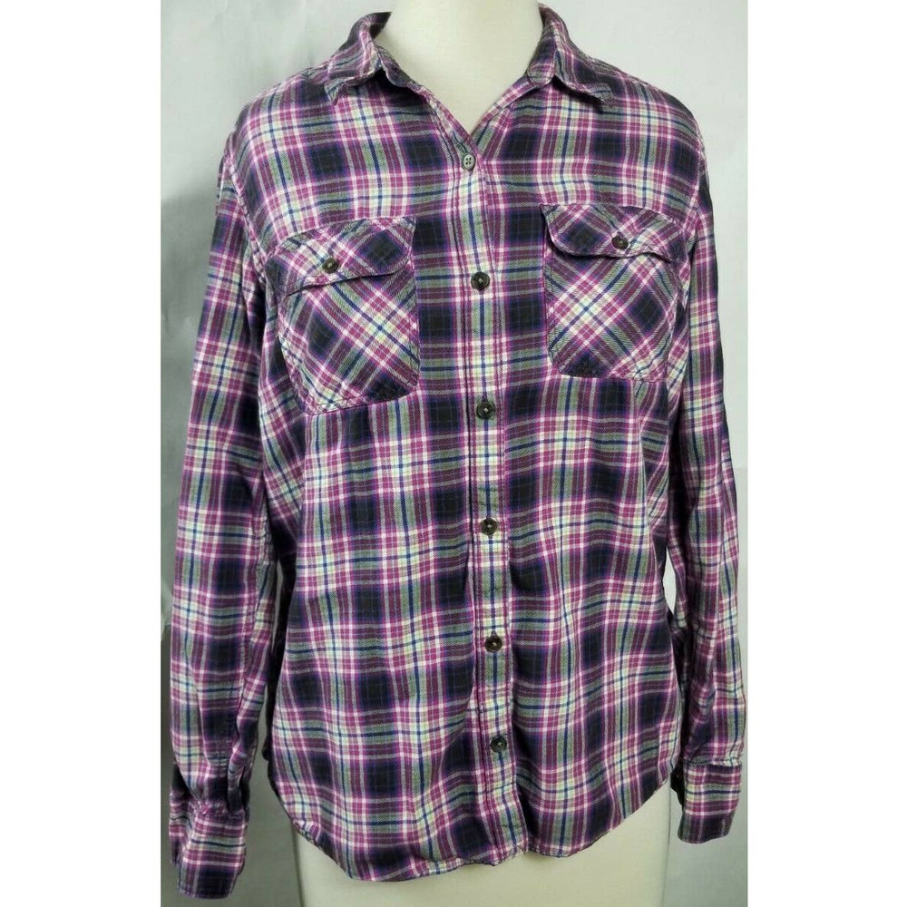 Eddie Bauer Button Down Flannel Size Large Plaid